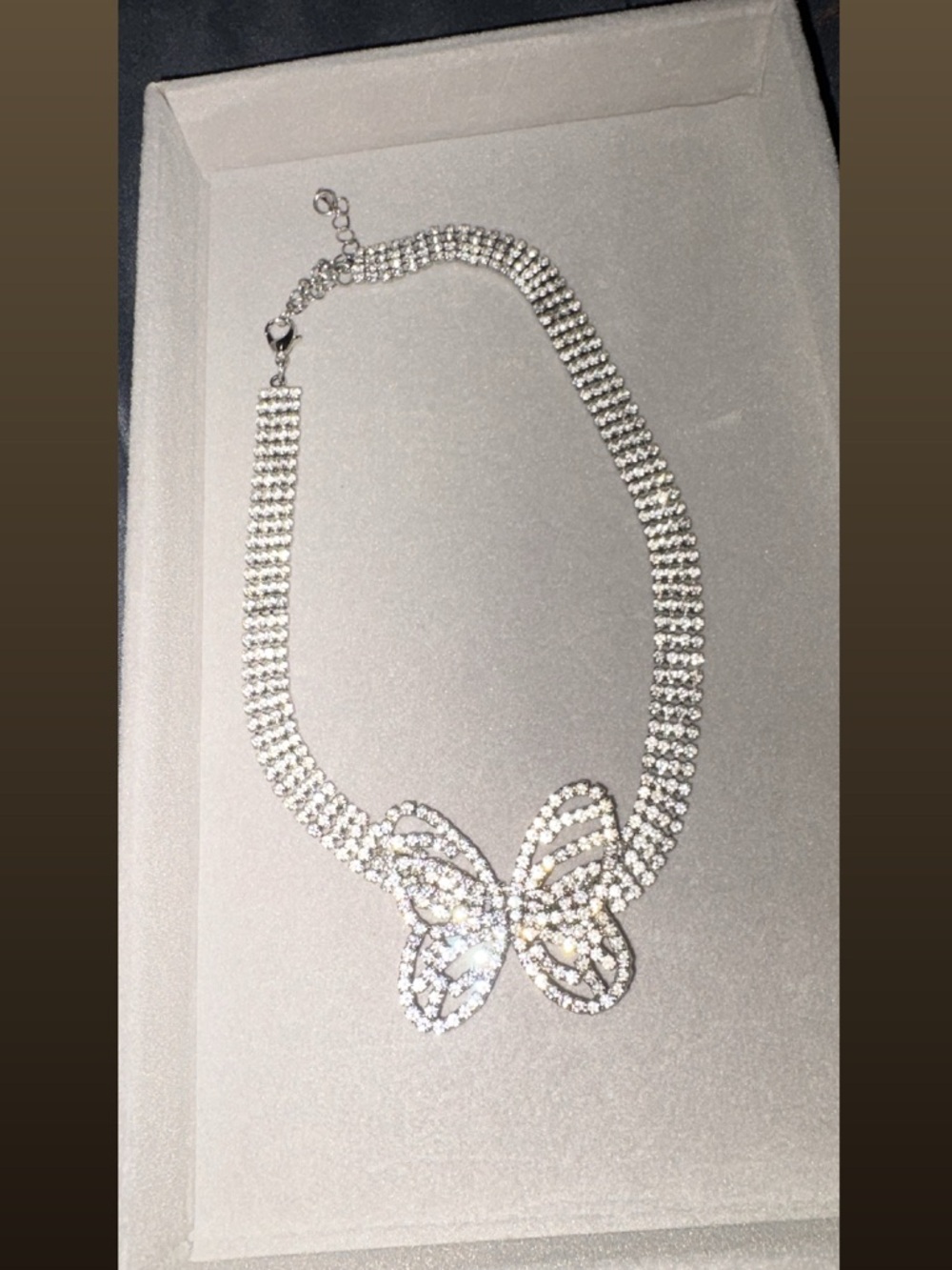 Swarovski Silver Crystal Butterfly Choker Necklace